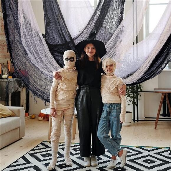 8PCS Halloween Creepy Cloth Decor Black Spooky Giant Cheesecloth-30 x 72 Inch - Picture 6 of 8